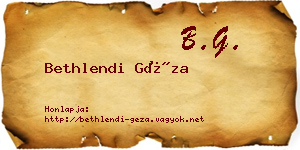 Bethlendi Géza névjegykártya